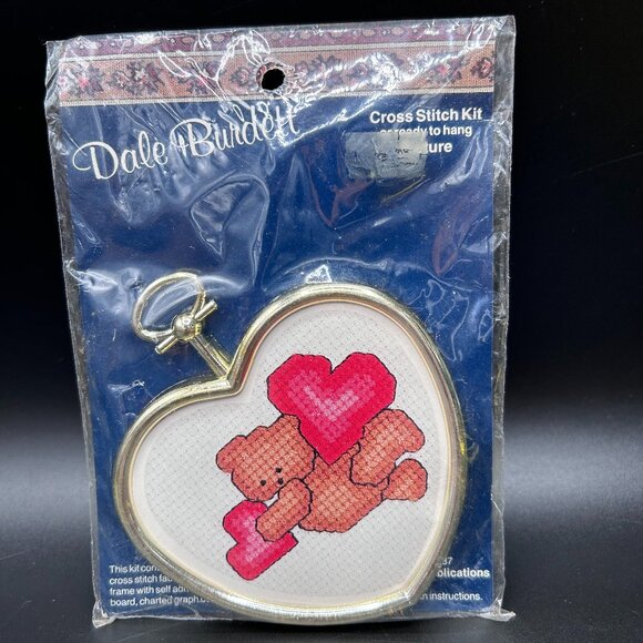 Dale Burdett Cross Stitch Kit CM 820 Hearts A Flutter Ready to Hang VTG 1987 - Picture 1 of 8